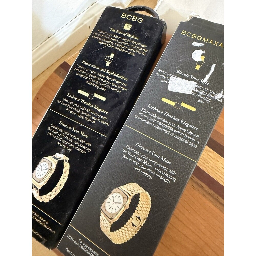 BCBG BCBGMAXAZRIA Apple Watch Bands Lot of 2 Gold 38mm 40mm 41mm Open Box - Picture 9 of 9